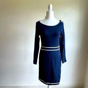 Ralph Lauren Dress Size Small Woman's Navy Blue/White Knit Long Sleeve Dress